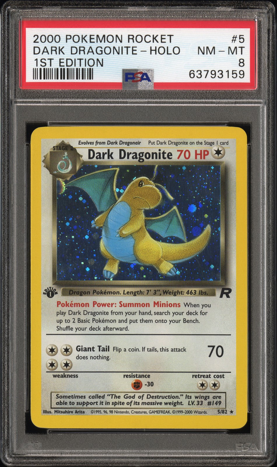 PSA NM-MT 8 Dark Dragonite-Holo(5/82) [Rocket] - 63793159