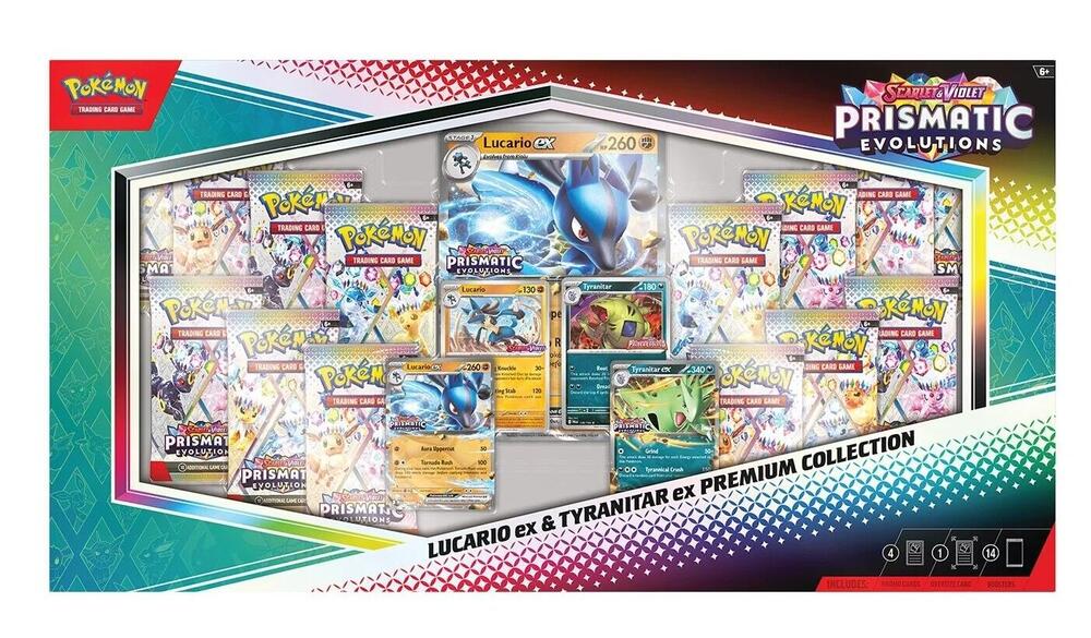 Pokémon TCG: Scarlet & Violet: Prismatic Evolutions Lucario ex & Tyranitar ex Premium Collection