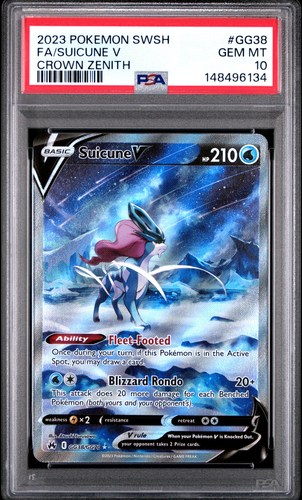 PSA GEM MT 10 Suicune V(GG38/GG70) [Sword And Shield Crown Zenith] - 148496134
