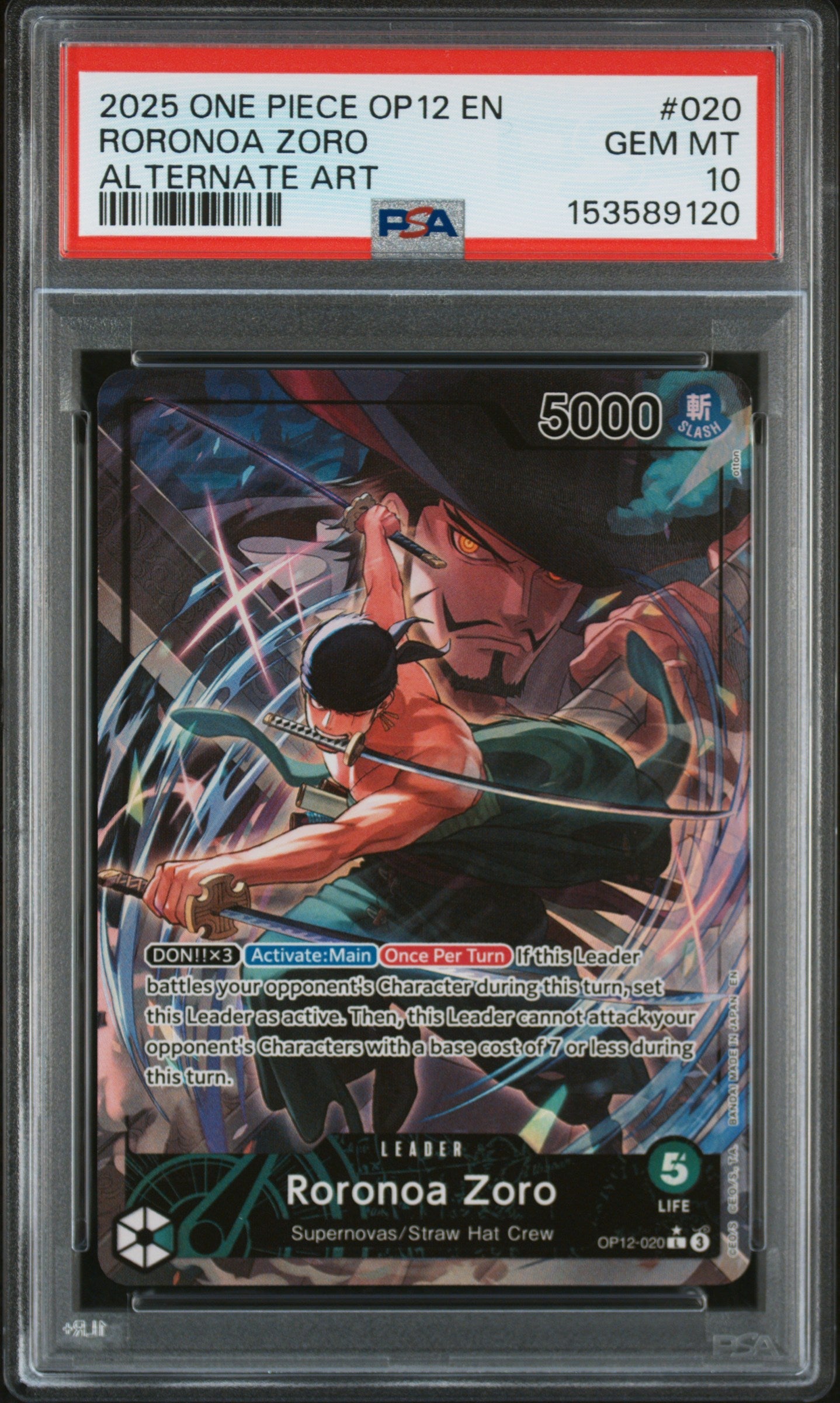 PSA GEM MT 10 Roronoa Zoro [Op12-Legacy Of The Master] - 153589120