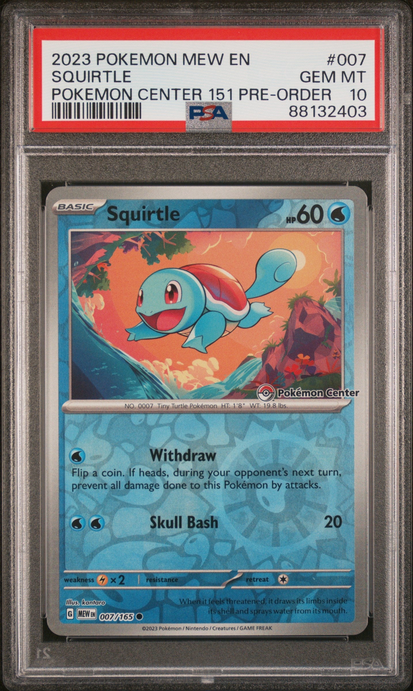 SQUIRTLE POKEMON CENTER 151 PRE-ORDER 2023 POKEMON MEW EN-151 PSA GEM MT 10
