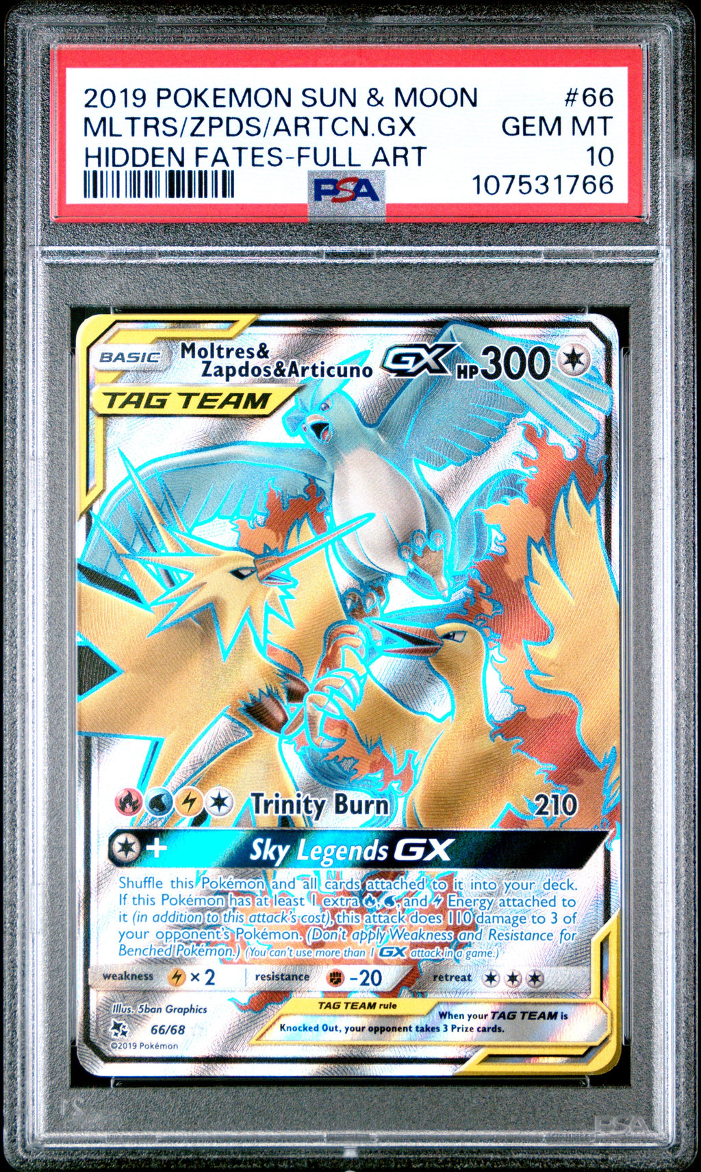 MLTRS/ZPDS/ARTCN.GX HIDDEN FATES-FULL ART 2019 POKEMON SUN & MOON HIDDEN FATES PSA GEM MT 10