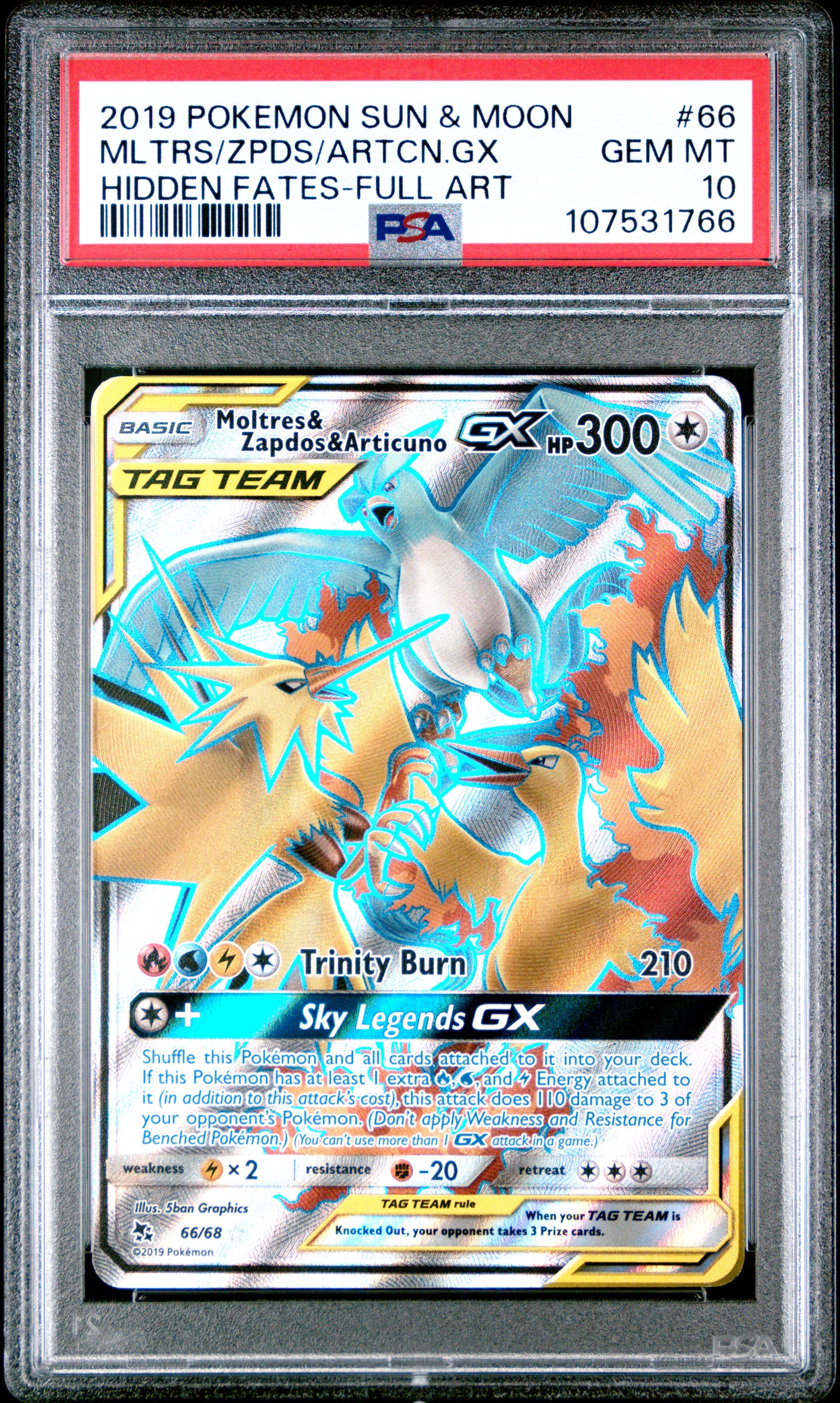 MLTRS/ZPDS/ARTCN.GX HIDDEN FATES-FULL ART 2019 POKEMON SUN & MOON HIDDEN FATES PSA GEM MT 10