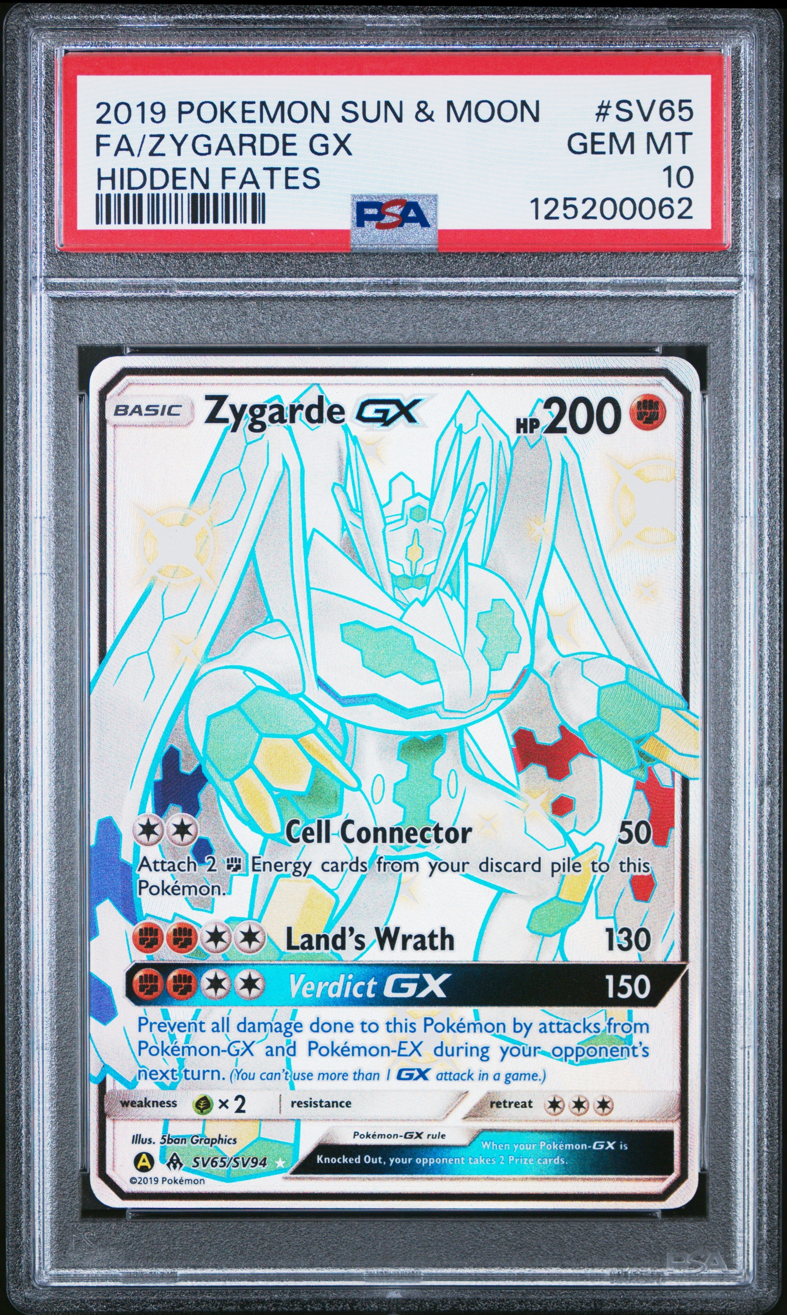 FA/ZYGARDE GX HIDDEN FATES 2019 POKEMON SUN & MOON HIDDEN FATES PSA GEM MT 10