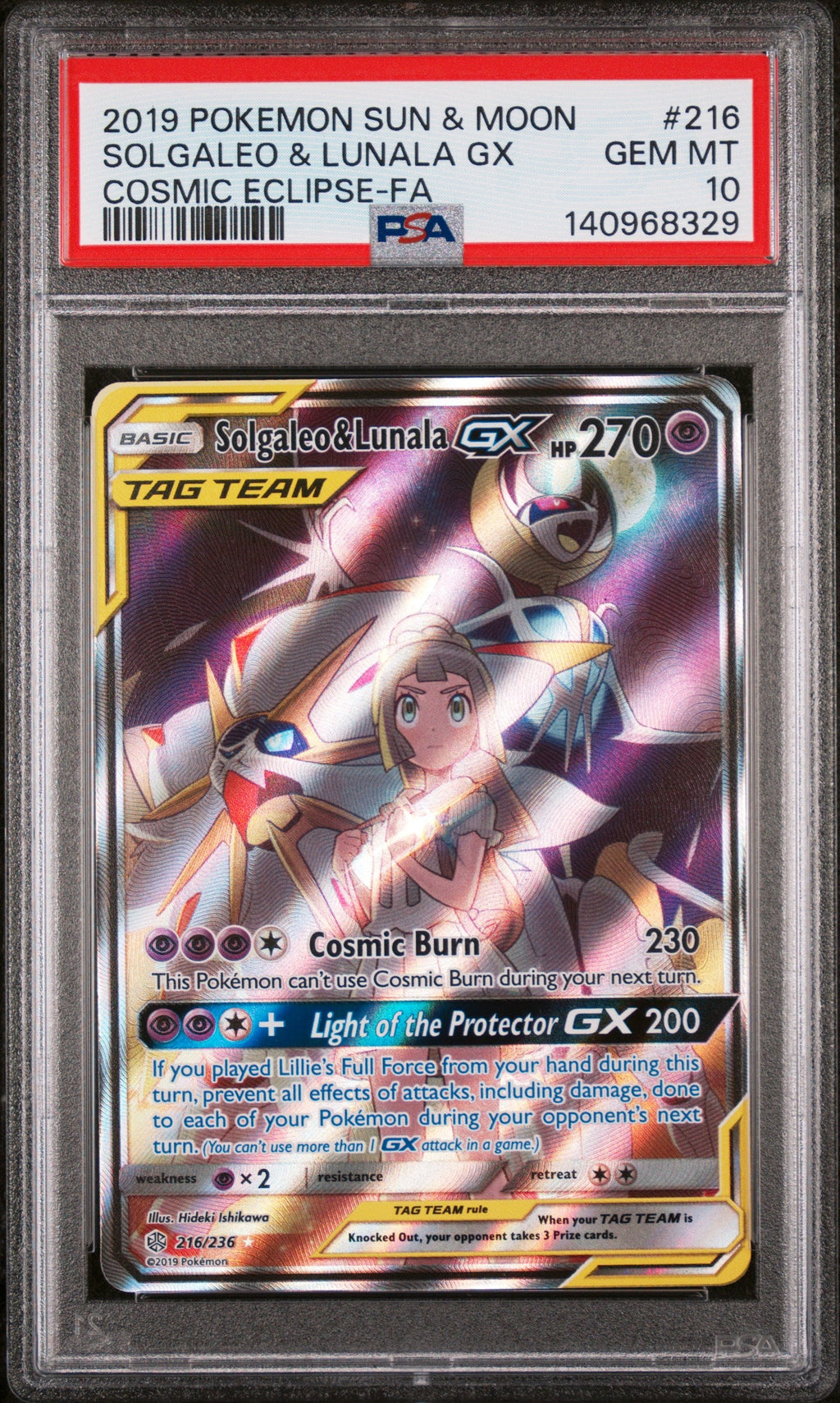 SOLGALEO & LUNALA GX COSMIC ECLIPSE-FA 2019 POKEMON SUN & MOON COSMIC ECLIPSE PSA GEM MT 10