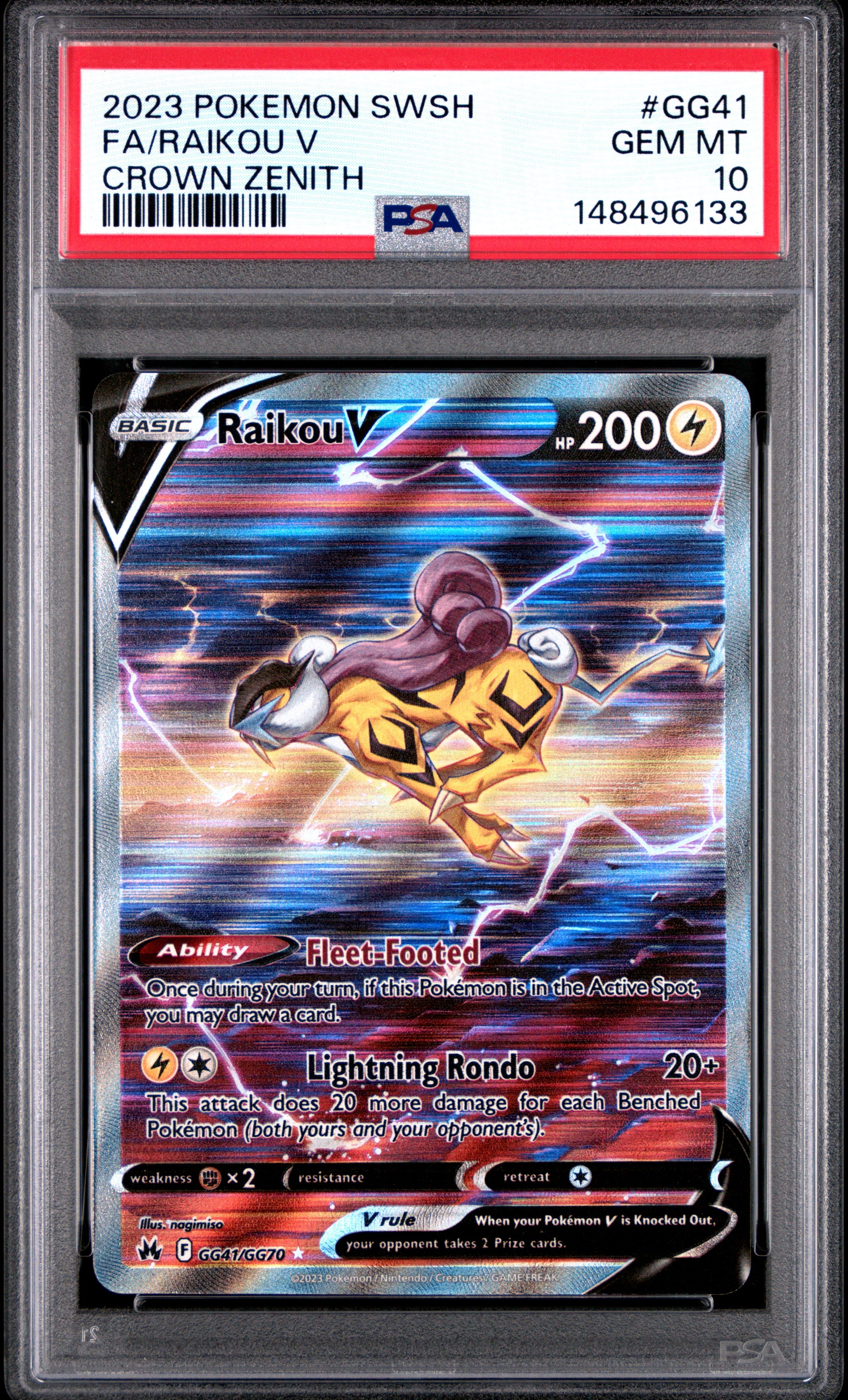 PSA GEM MT 10 Raikou V(GG41/GG70) [Sword And Shield Crown Zenith] - 148496133