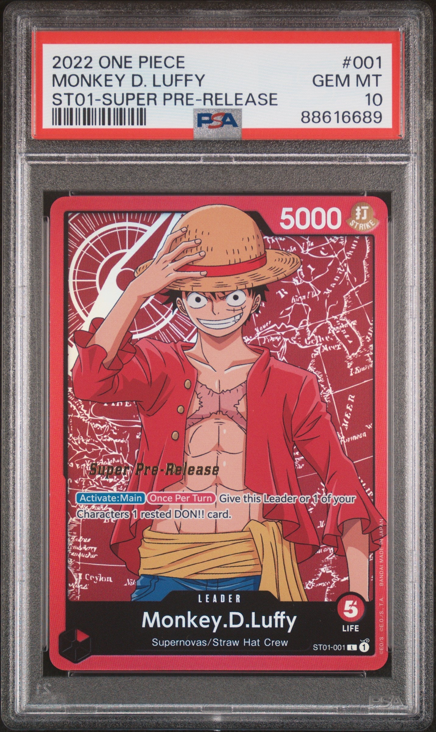 PSA GEM MT 10 Monkey D. Luffy [Starter Deck St01-Straw Hat Crew] - 88616689