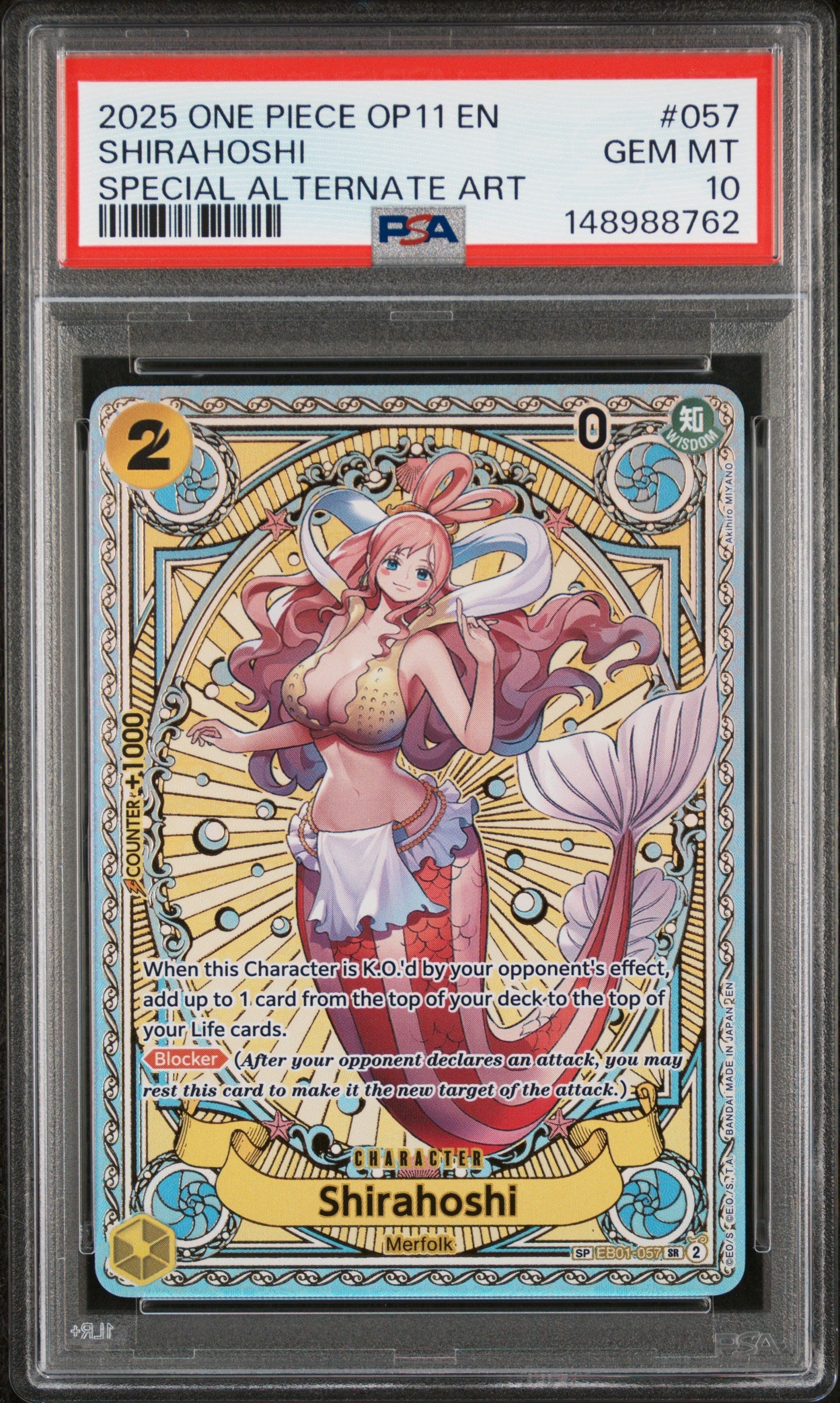 PSA GEM MT 10 Shirahoshi [Op11-A Fist Of Divine Speed] - 148988762