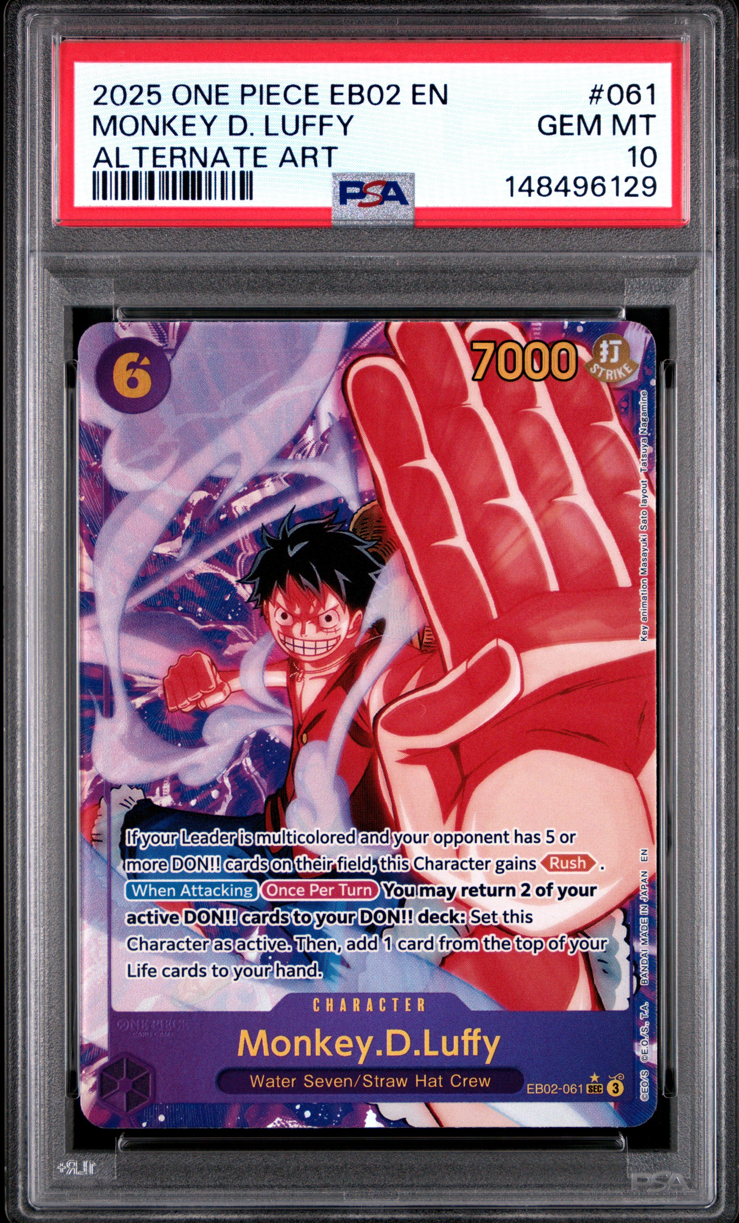 PSA GEM MT 10 Monkey D. Luffy [Eb02-Extra Booster -Anime 25Th Collection-] - 148496129